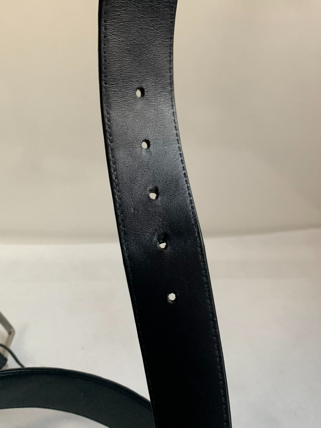 Bottega Veneta Black Intrecciato Silver Buckle Belt