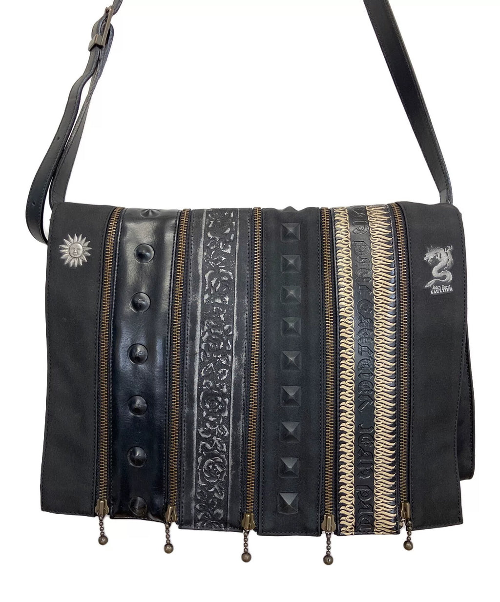 Jean Paul Gaultier Dragon Pattern Zip-Up Crossbody Bag