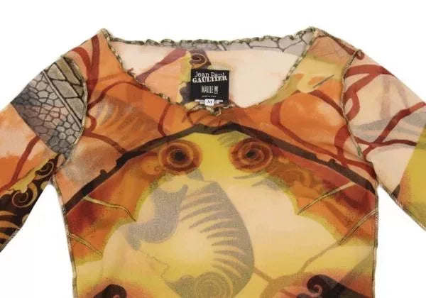 Jean Paul Gaultier Vintage Yellow Butterfly Mesh Top
