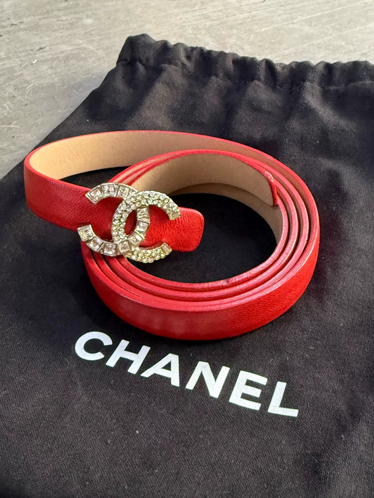 Chanel Red Cowhide Double C Jewelry Series Belt