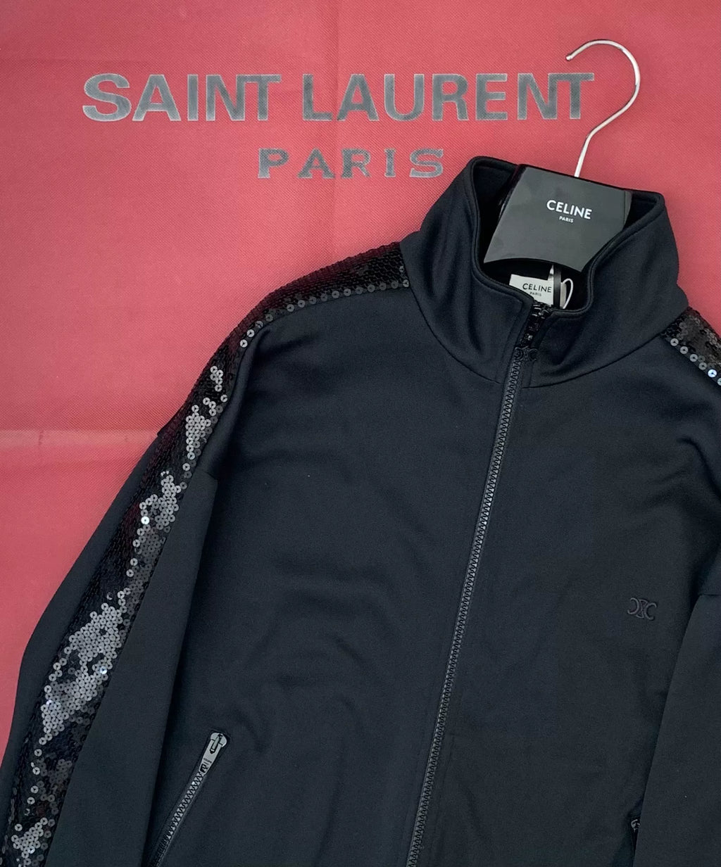 Celine SS23 Black Scale Arc de Triomphe Stand-Collar Jacket