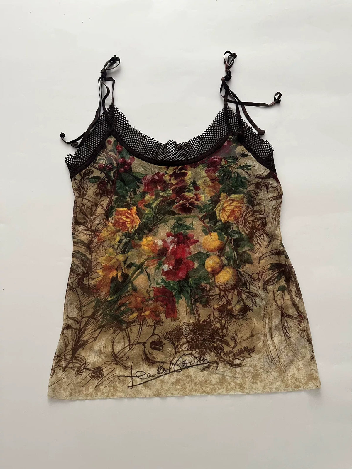 Jean Paul Gaultier 1999 Mesh Print Top