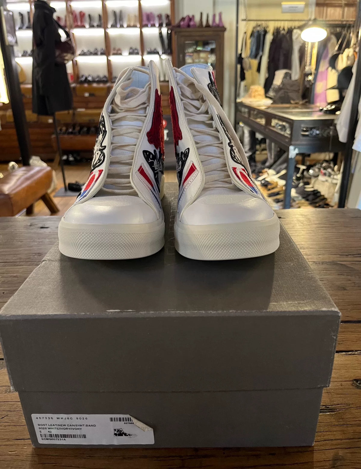 Alexander McQueen SS17 White Badge Canvas High-Top Sneakers