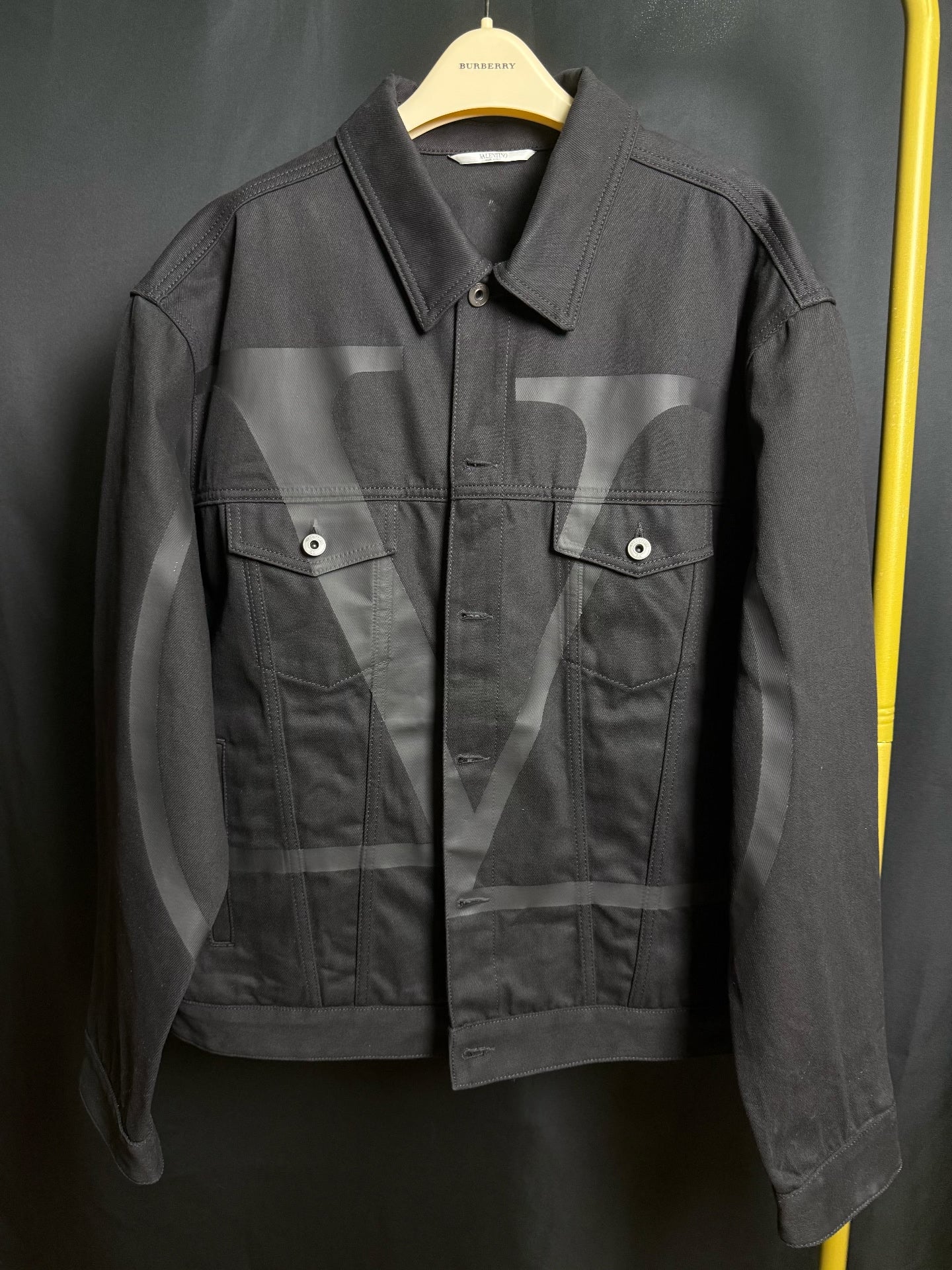 Valentino Black V Logo Denim Jacket