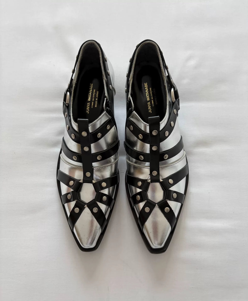JUNYA WATANABE strap‑and‑rivet pointed‑toe shoes