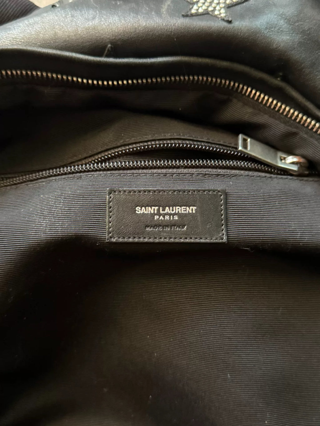 Saint Laurent Paris 14AW Star Stud Leather Black Backpack by Hedi Slimane