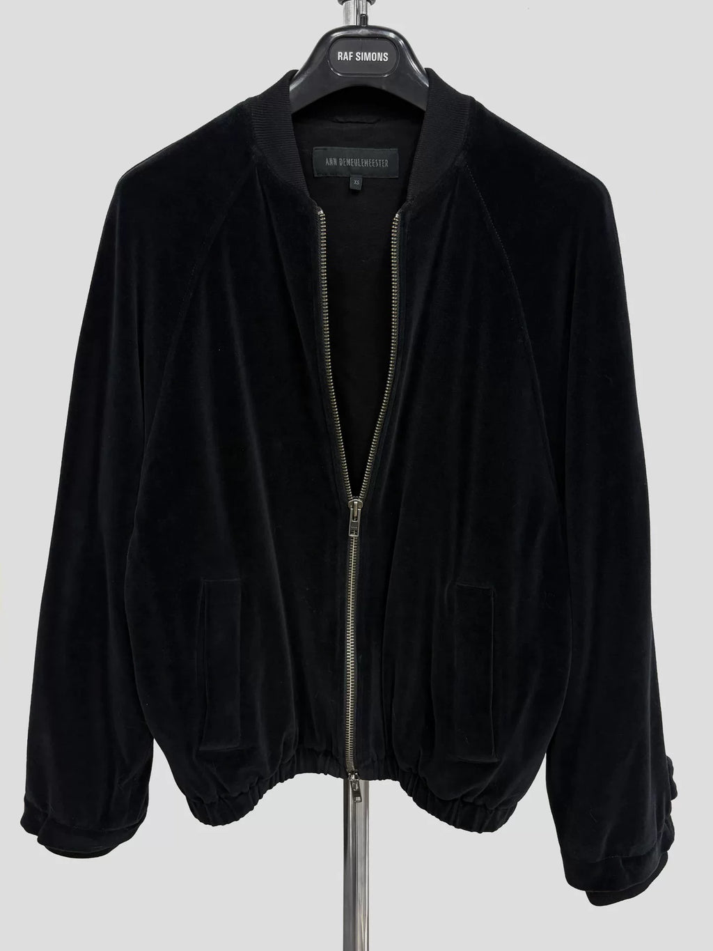 Ann Demeulemeester Black Velvet Zip Bomber