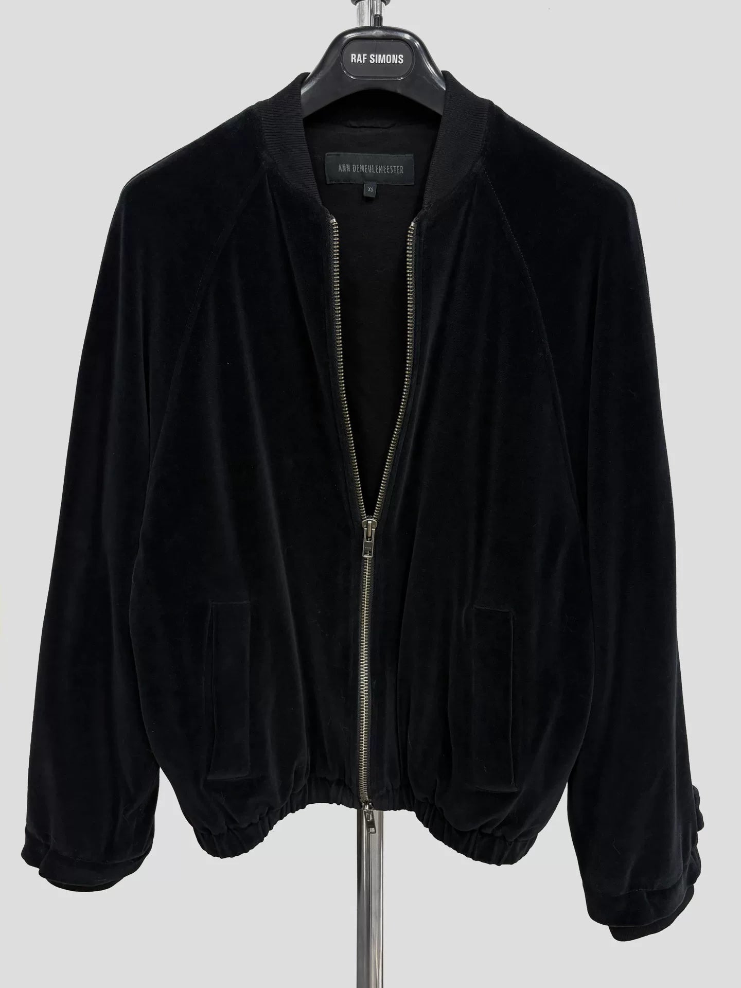 Ann Demeulemeester Black Velvet Zip Bomber