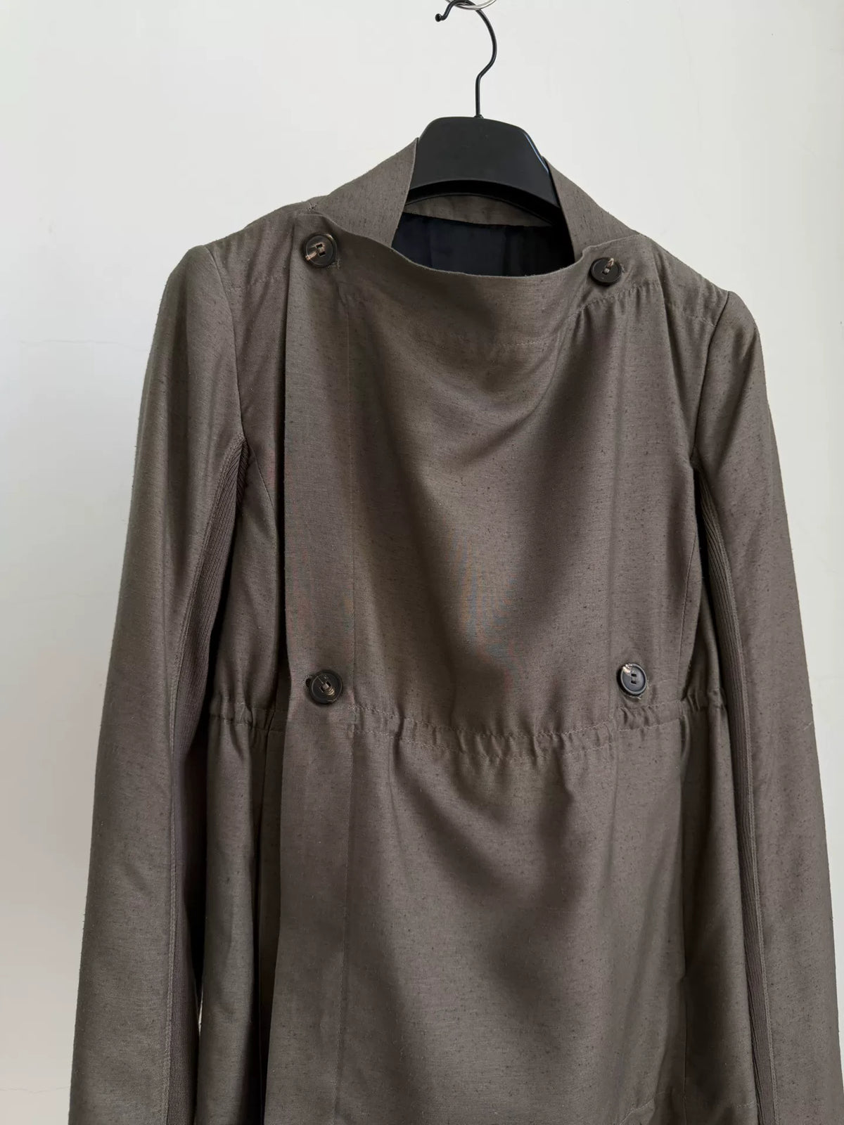 Rick Owens Dusty gray-brown deconstructed lapel jacket