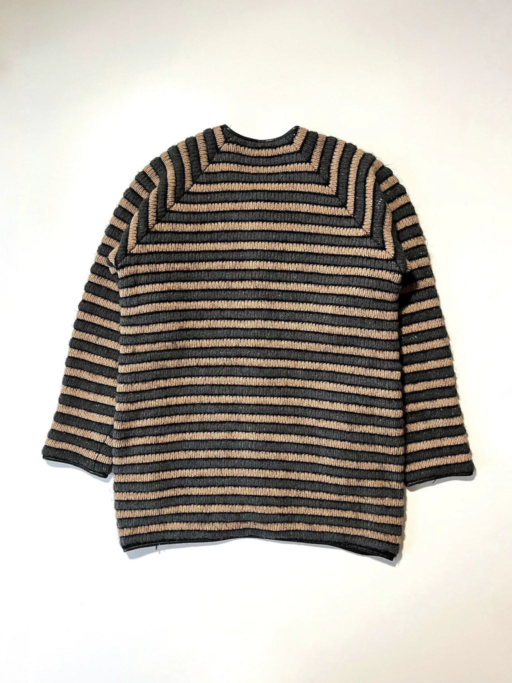 Issey Miyake 1970s Leather-Trimmed Knit Sweater