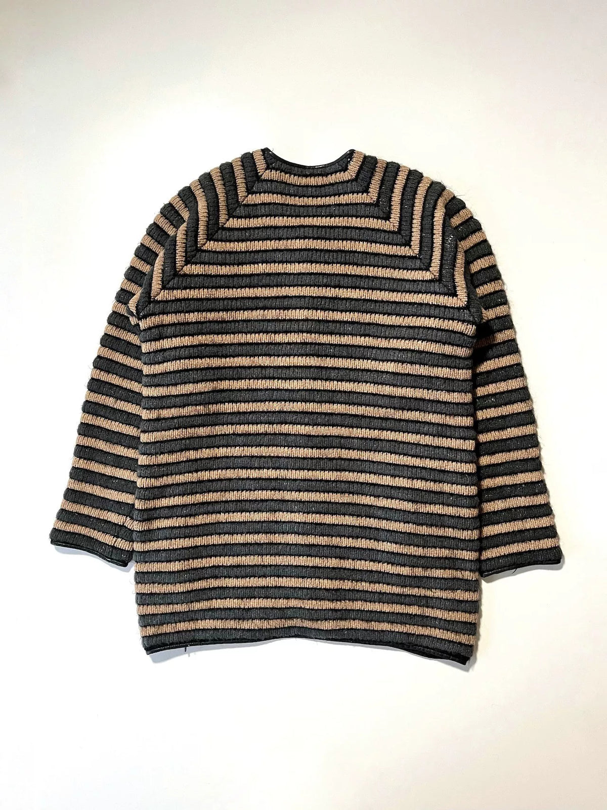 Issey Miyake 1970s Leather-Trimmed Knit Sweater