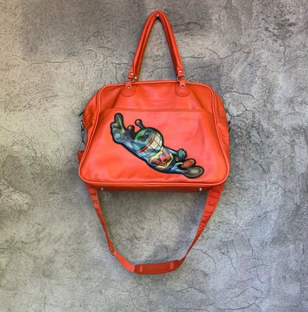 walter van beirendonck Orange 3D Printed Leather Shoulder Bag