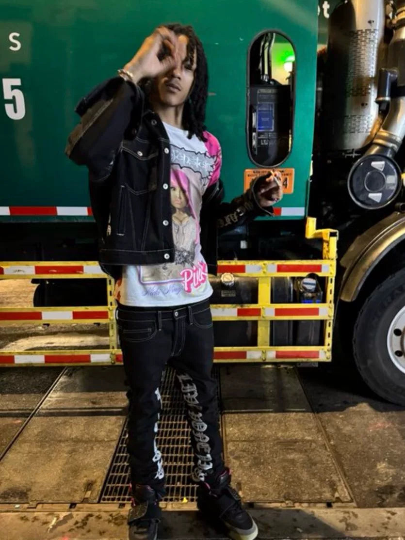 Vlone Og Black White Old English Runway Denim Sanskrit SS18 Jeans
