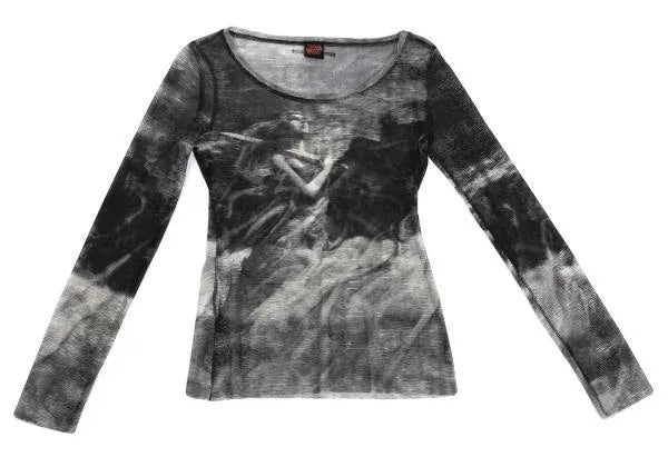 Jean Paul Gaultier Vintage Grey Portrait Mesh Top