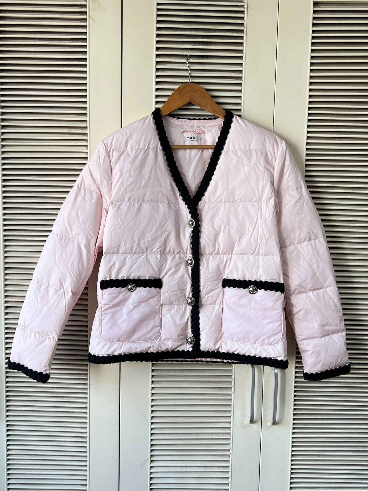 Miu Miu Black Down V-Neck Jacket