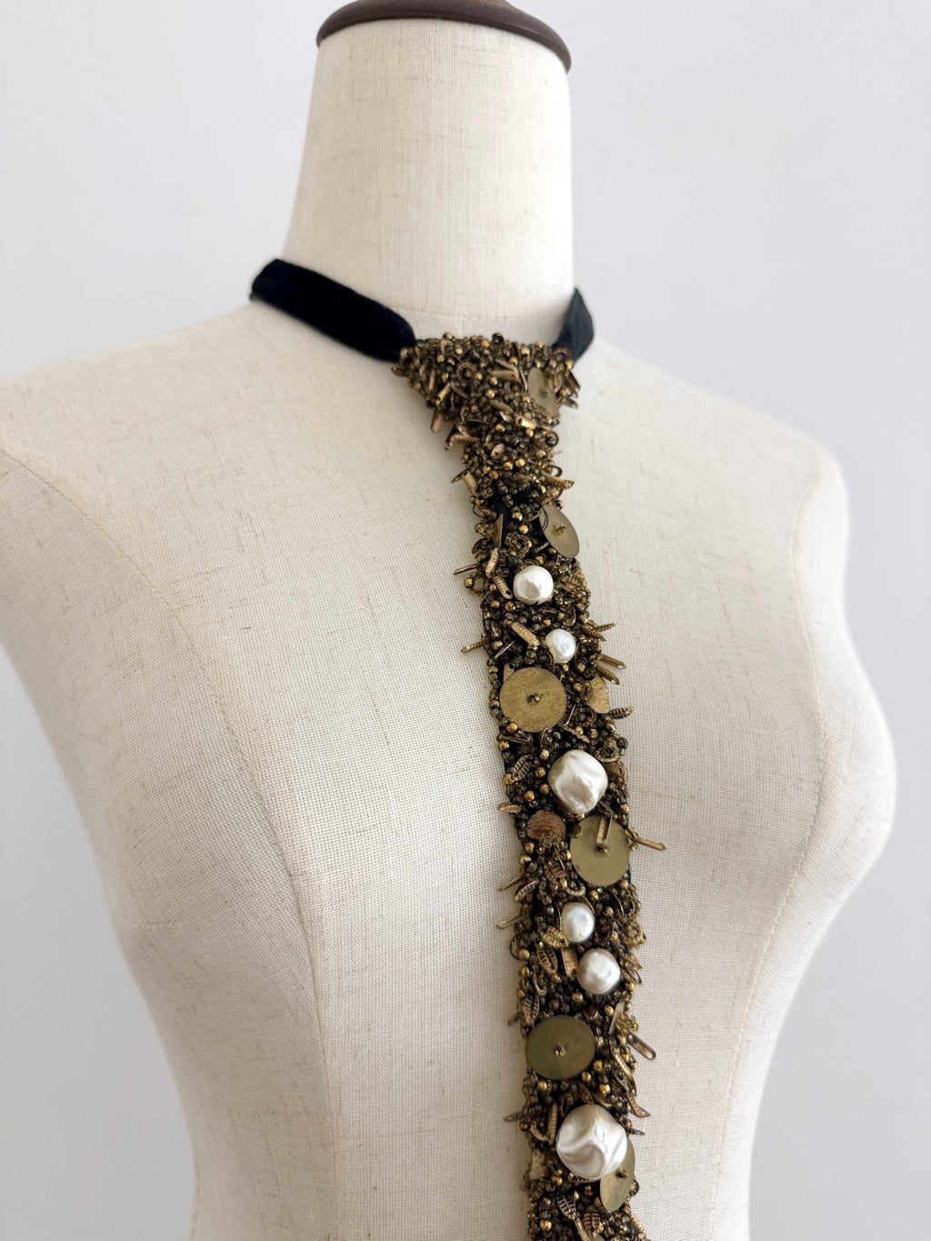Comme Des Garcons Metal Stud Beaded Tie Black - Devines