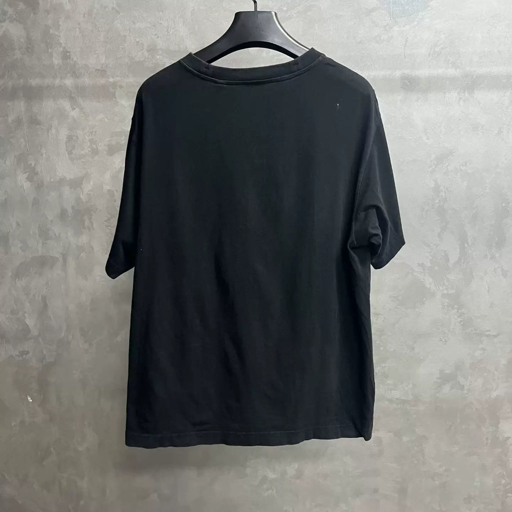 Burberry Black Logo Plaid Cross-Stitch Cotton T-Shirt