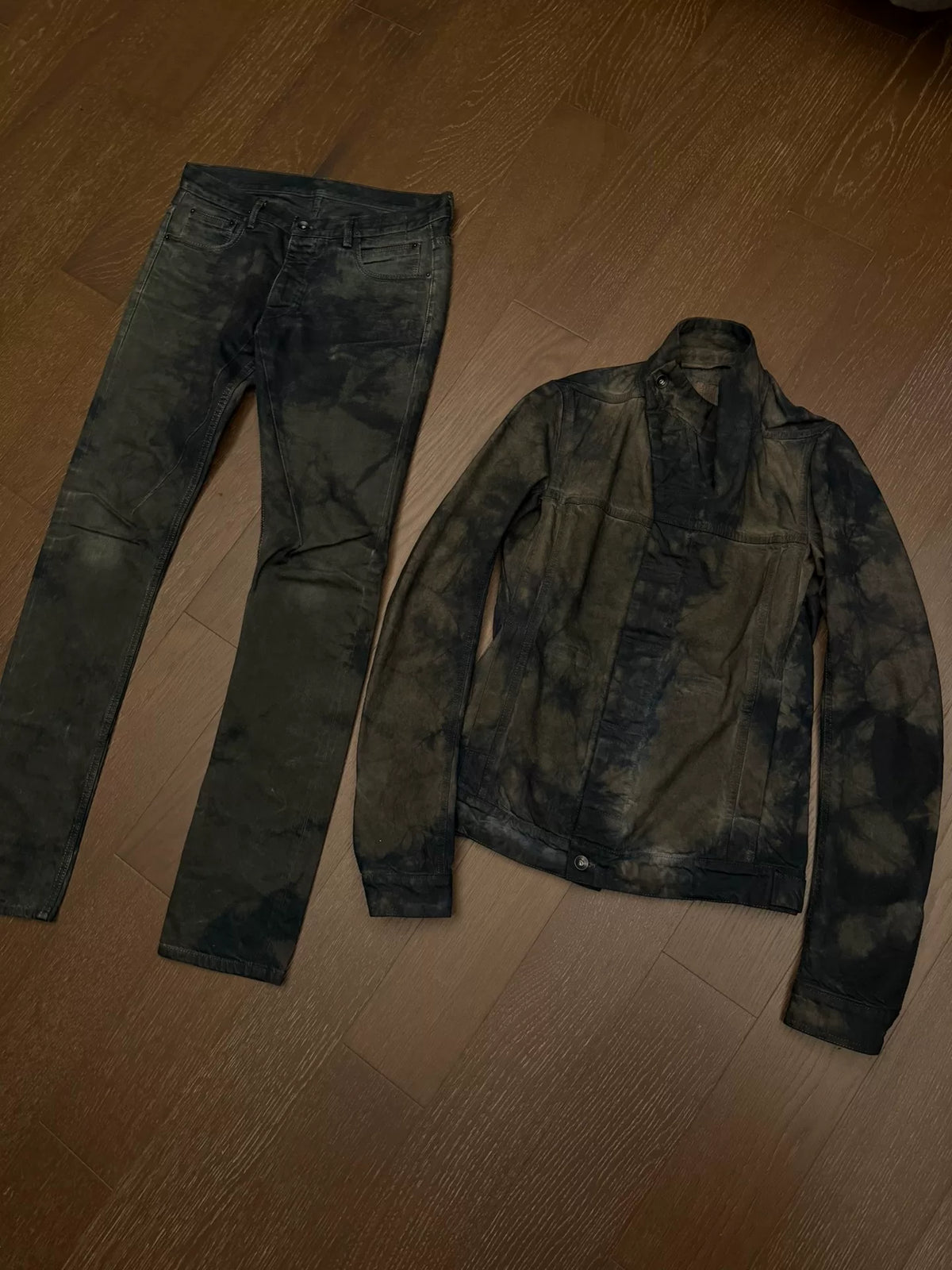 Rick Owens Mud-Dyed Distressed Denim Pants