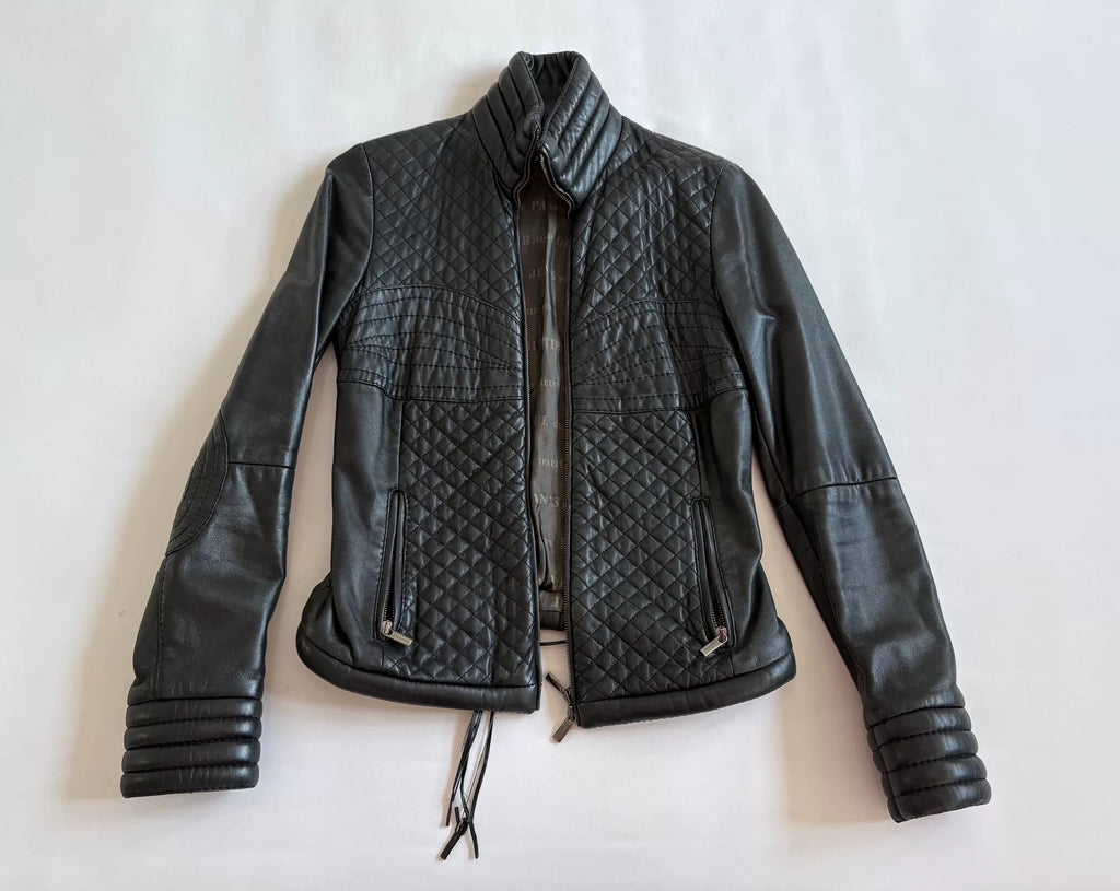Jean Paul Gaultier Vintage Quilted Circle Leather Jacket