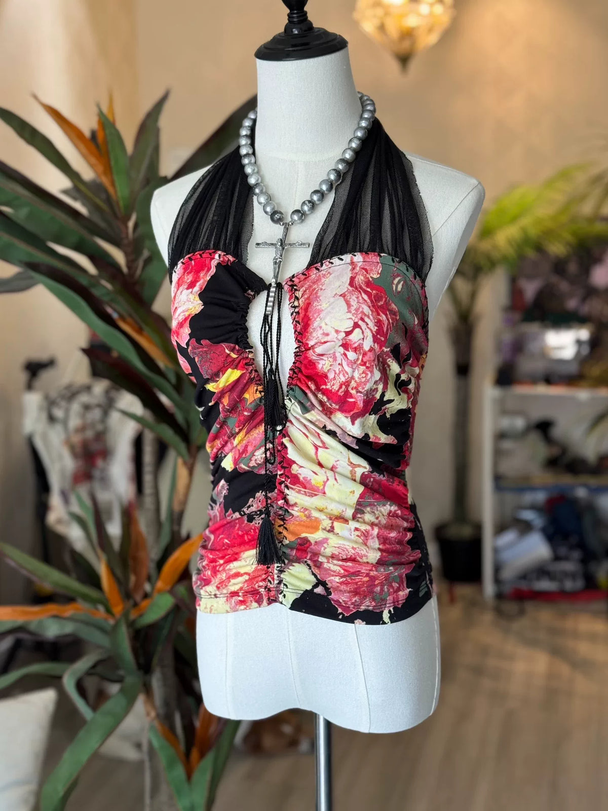 jean paul gaultier Gaultier JPG floral print halter strap top