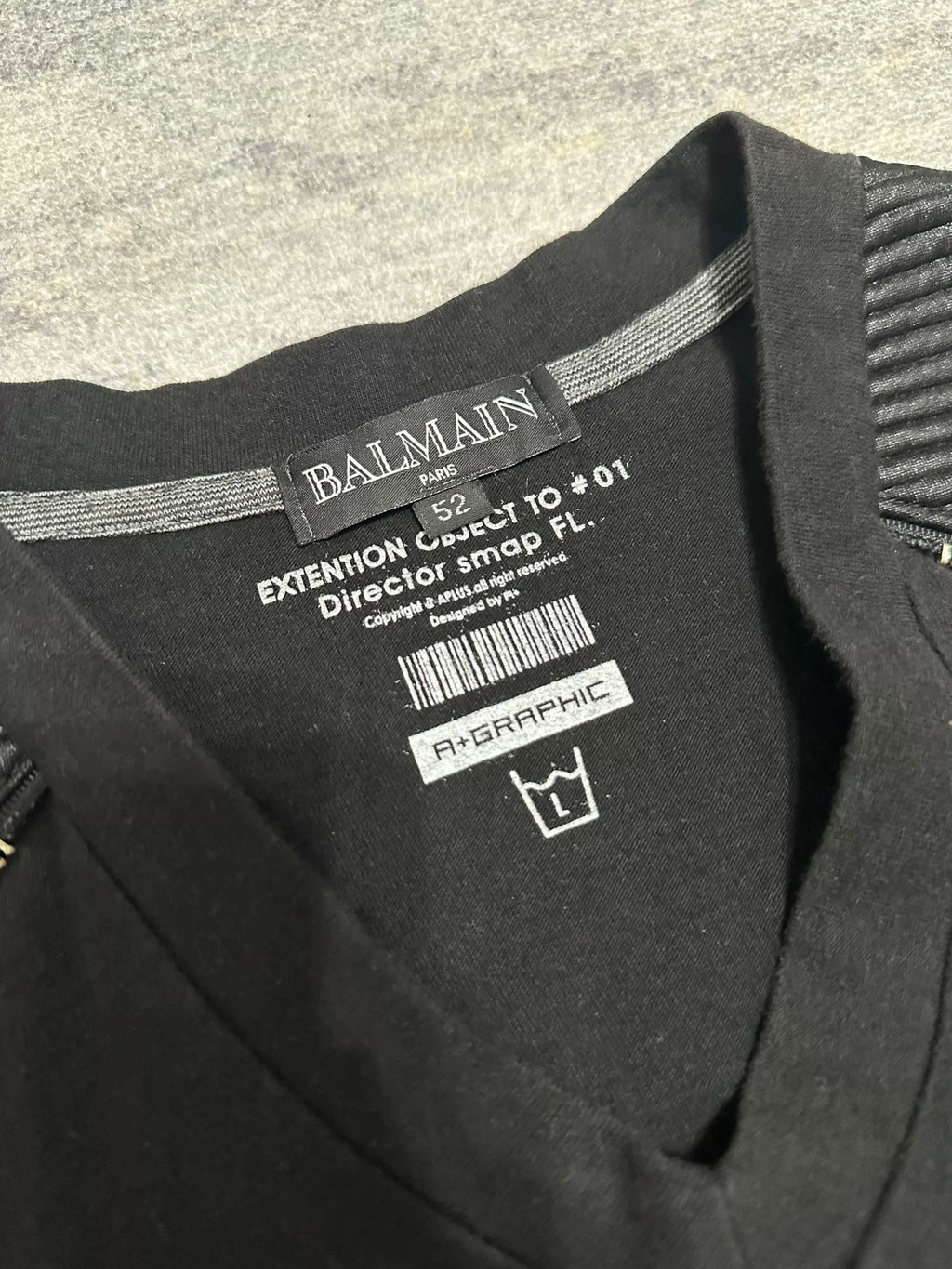 Balmain SS10 Black Biker Pleats T Shirt By Christophe Decarnin