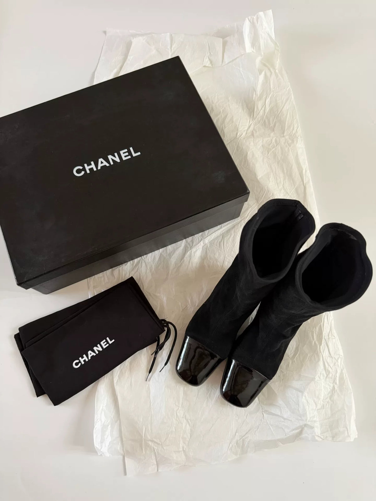 Chanel vintage stretch mid-calf boots