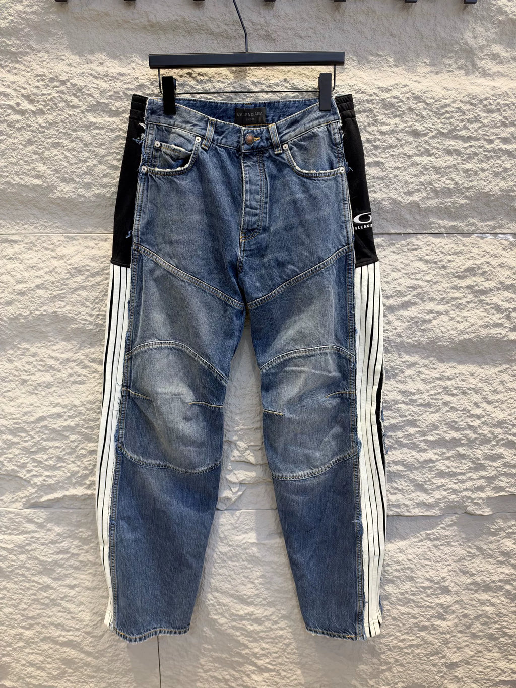 Balenciaga CUT-UP Side Stripe Denim Jeans