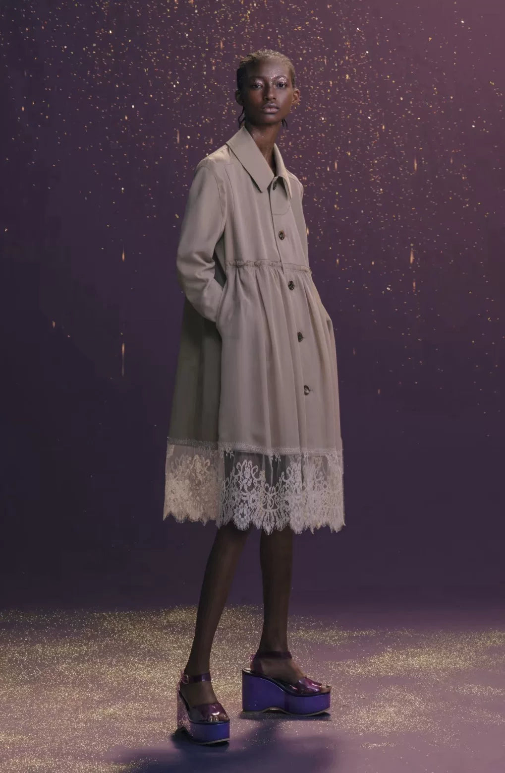 Undercover Trench Takahashi Jun lace panel trench coat jacket