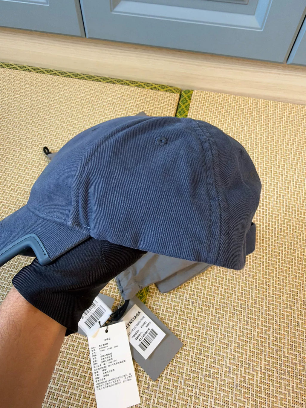 Balenciaga 3B Distressed Blue Baseball Cap