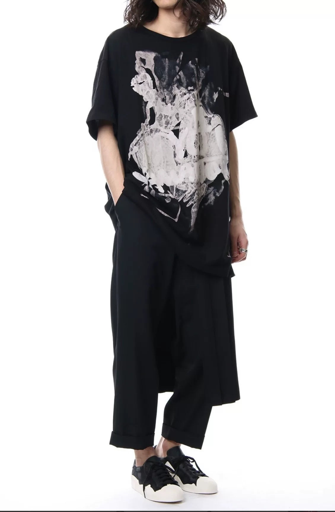 Yohji Yamamoto Pour Homme 18SS Crew Neck Long Cotton T-Shirt