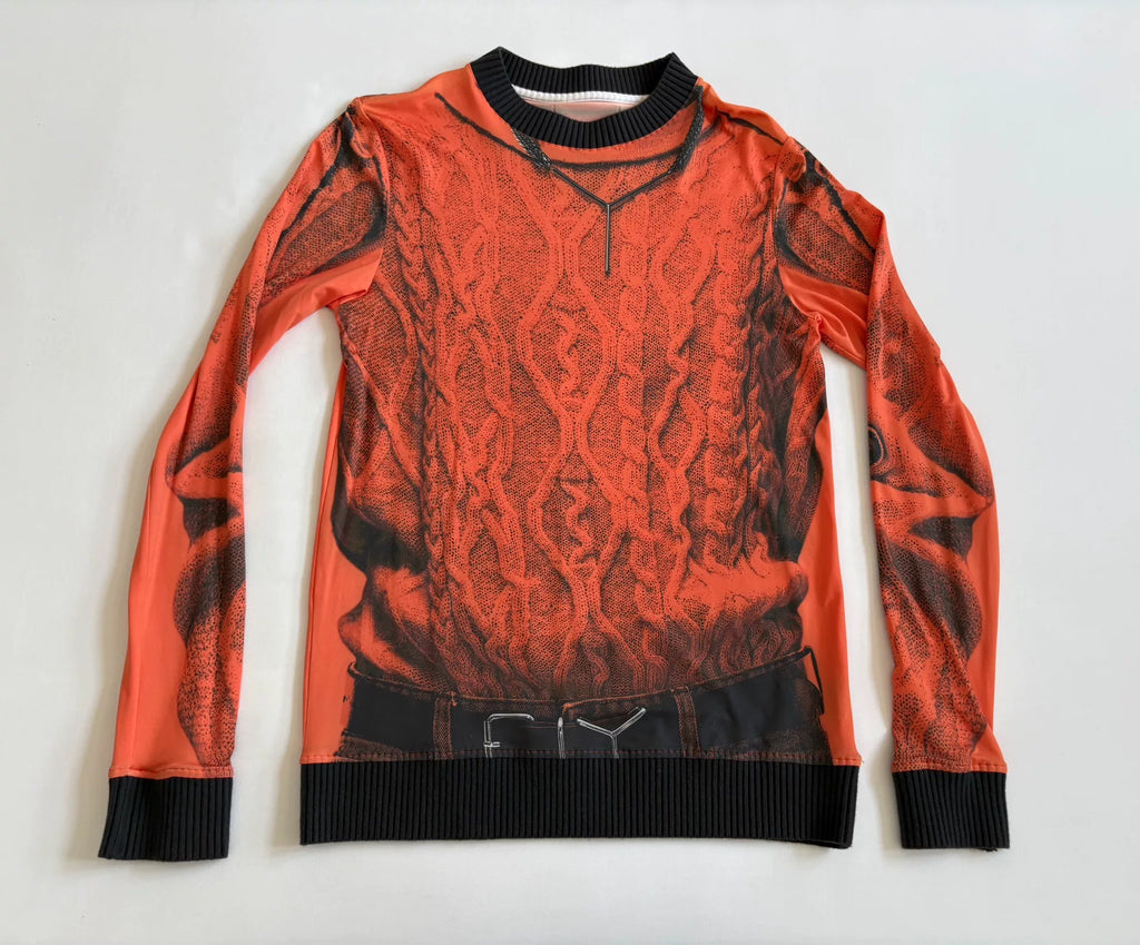 Jean Paul Gaultier Yproject Print Mesh Panel Knit Top
