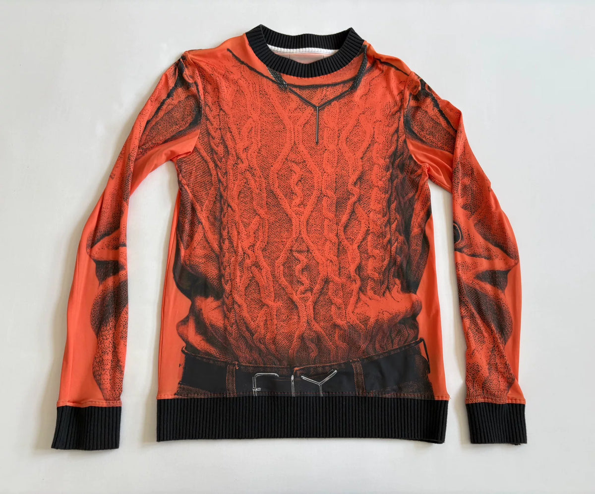 Jean Paul Gaultier Yproject Print Mesh Panel Knit Top
