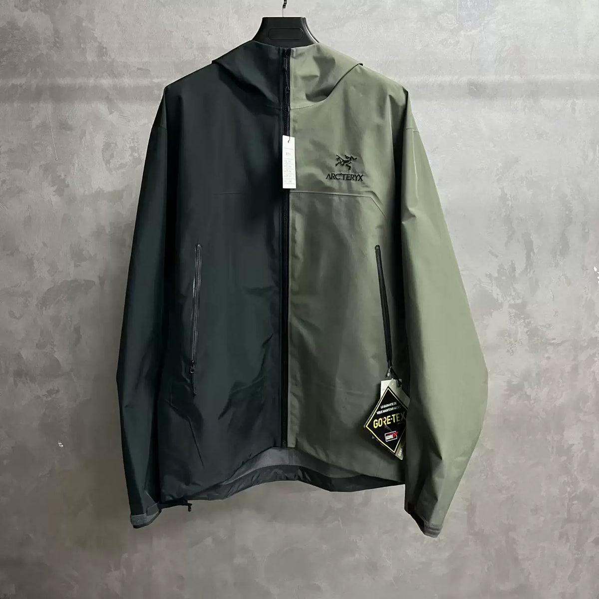 Arc'teryx Blue Grey Color-Block Hooded Zip-Up Jacket