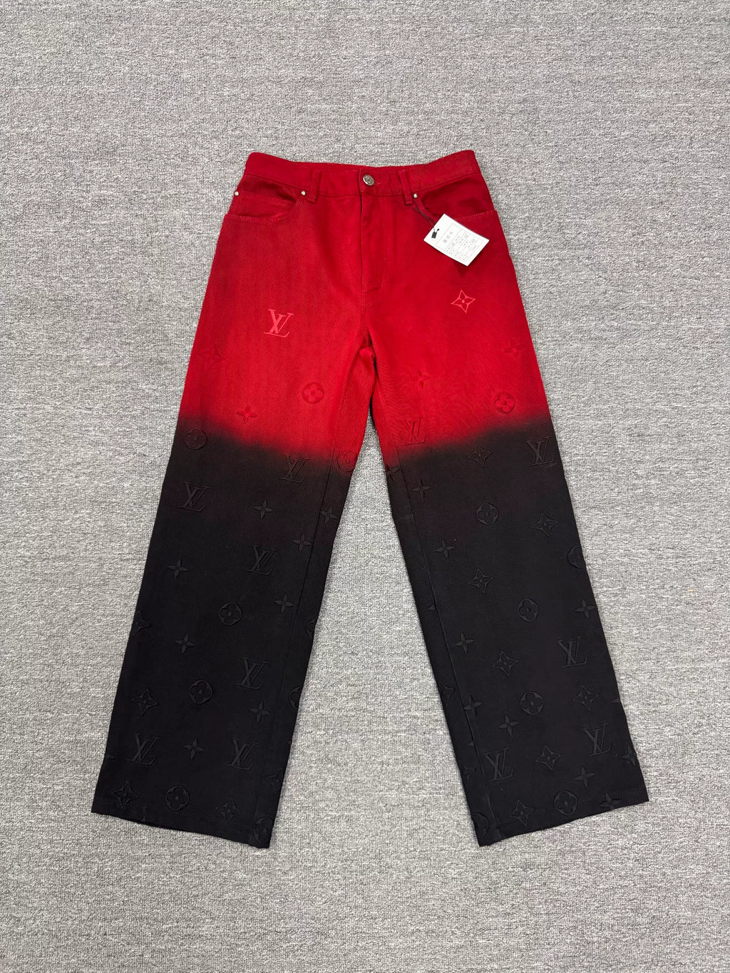 Louis Vuitton Red Black Gradient Monogram Denim Trousers