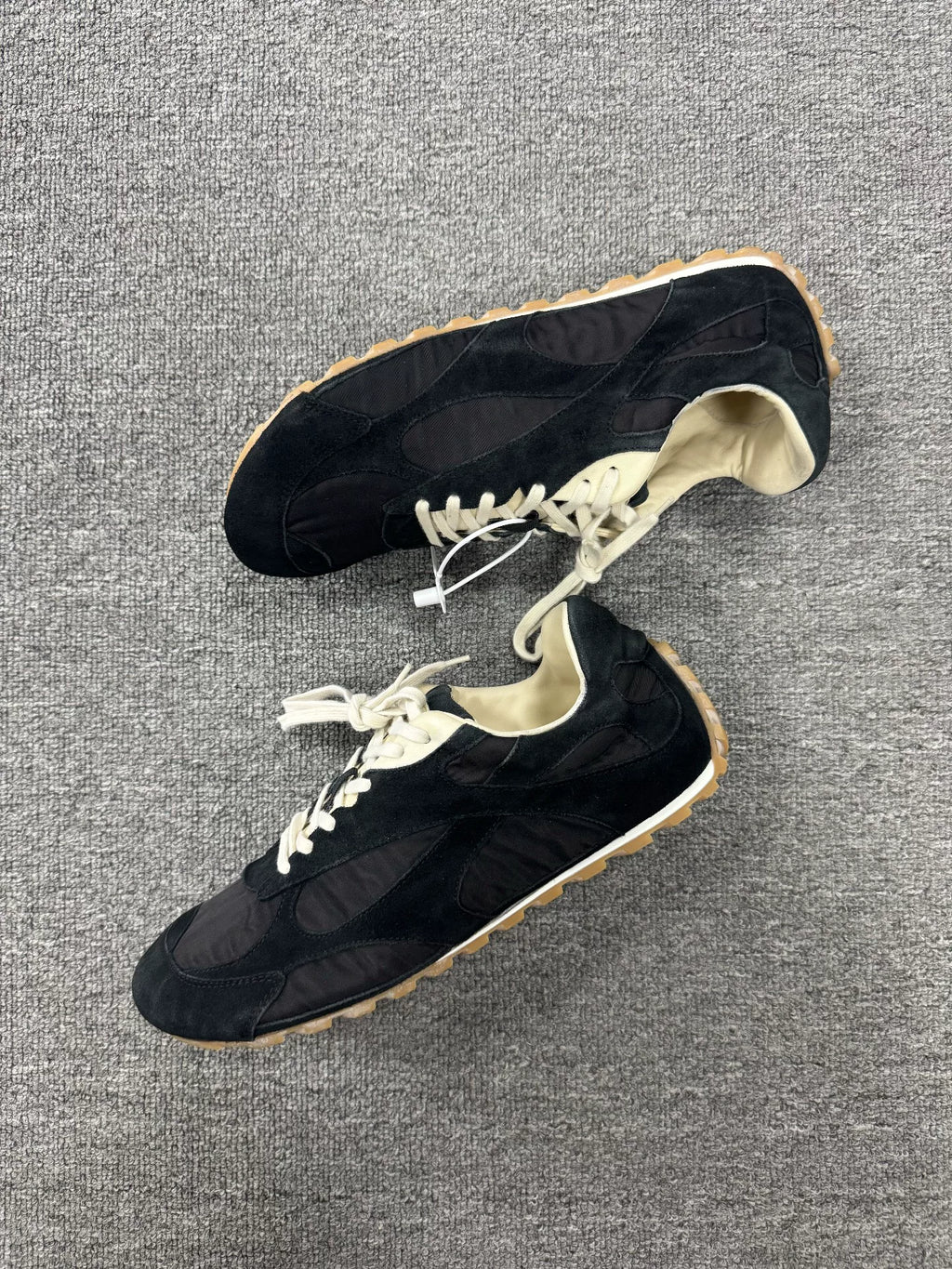Bottega Veneta SS25 Black Grey Suede Orbit Flash Sneakers