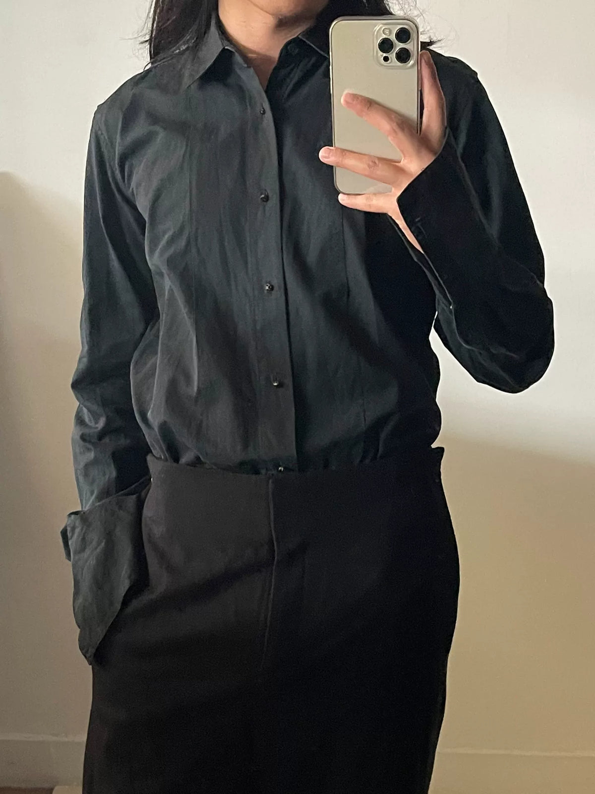 Dries Van Noten Octagonal Diamond Button Cotton Shirt