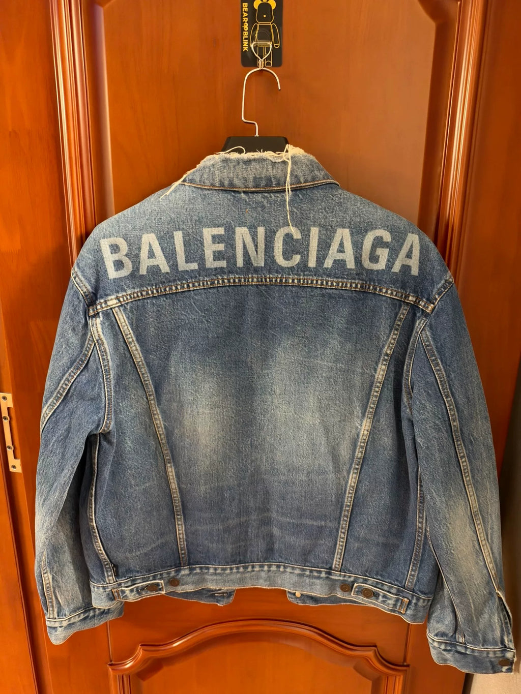 Balenciaga Washed Blue Back Logo Denim Jacket