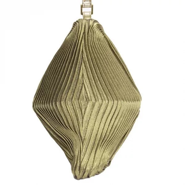 Issey Miyake Vintage Gold Geometric Pleated Tote Bag