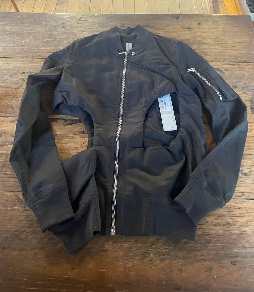 Rick Owens SS19 Black Shred Flight Bomber Cotton Jacket