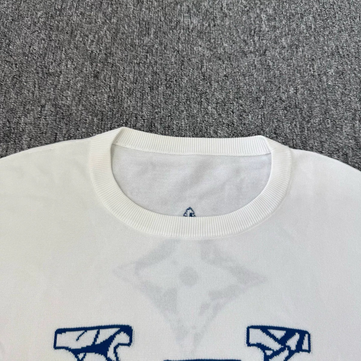 Louis Vuitton LV white jacquard logo knit short-sleeve top