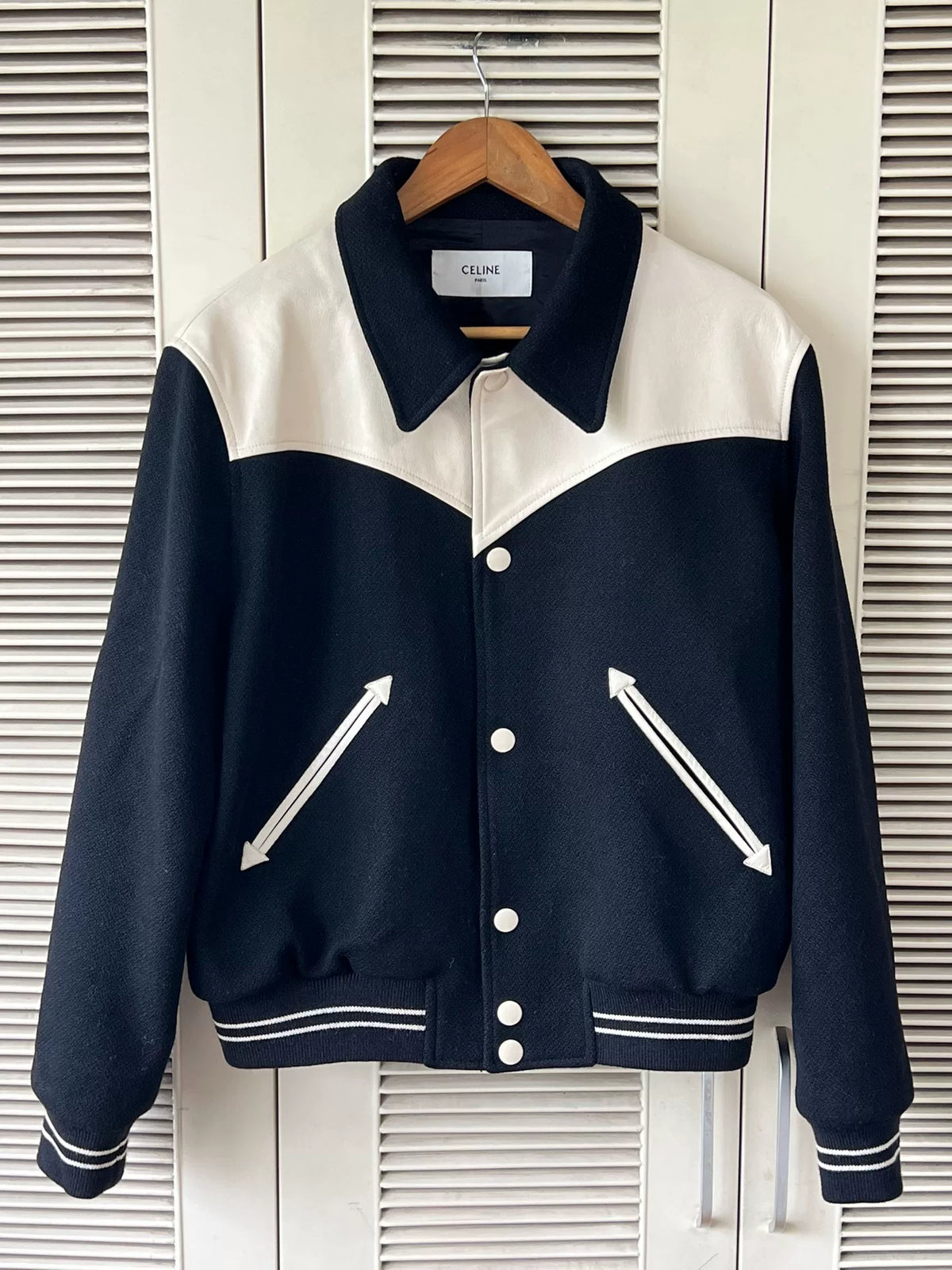 Celine Wool and Lambskin Baseball Jacket