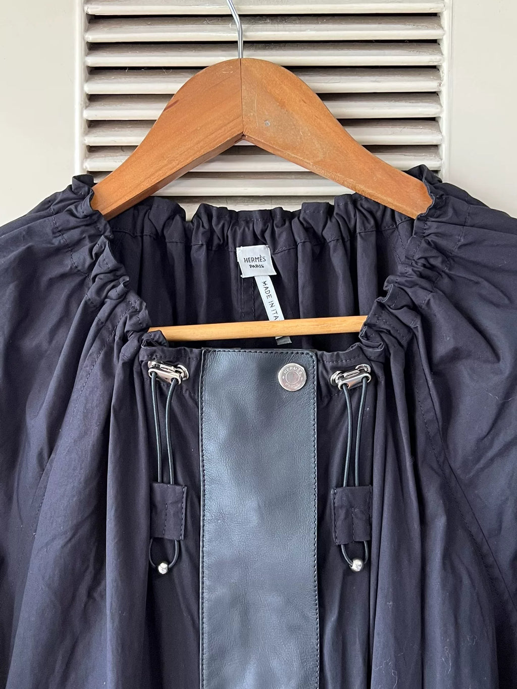 Hermes Pieced Leather Black Panel Runway Drawstring Waist Dress