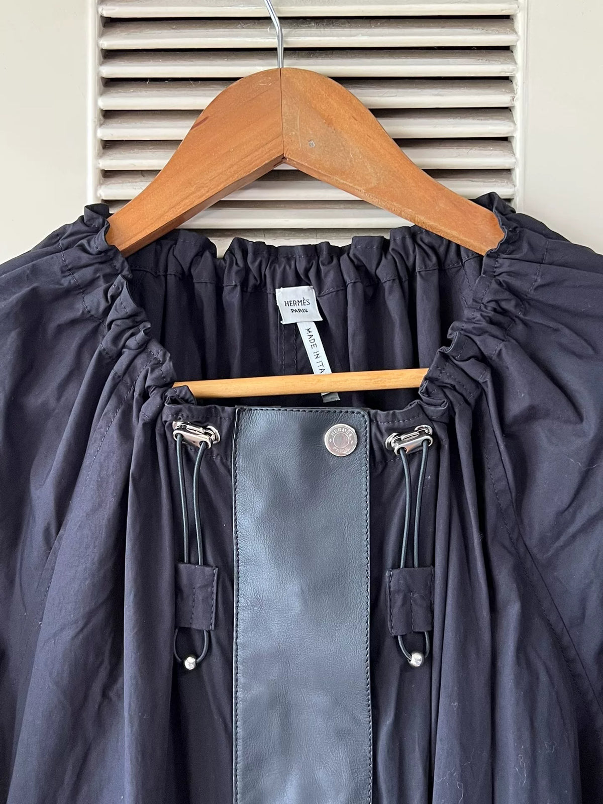 Hermes Pieced Leather Black Panel Runway Drawstring Waist Dress
