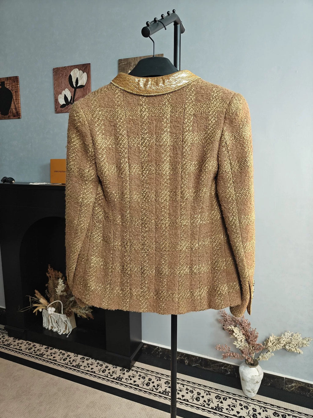 Chanel Gold Brown Gem Button Jacket