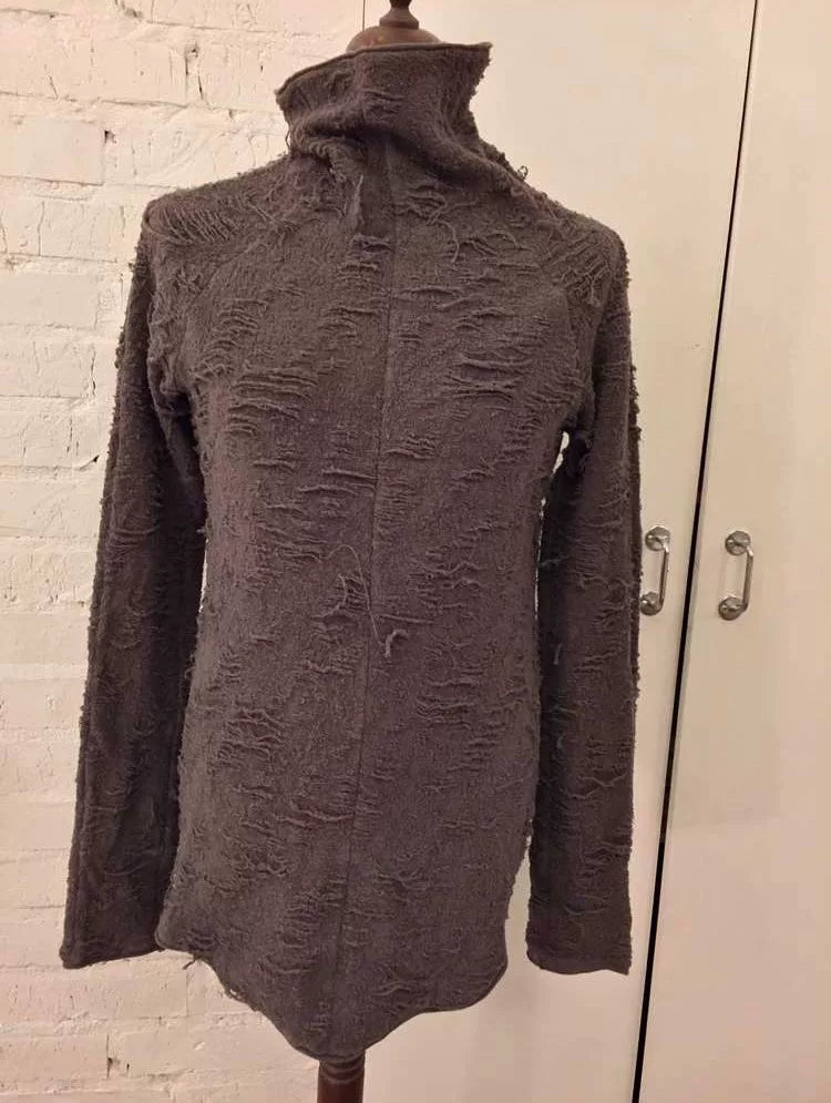Julius FW13 _7 Long Sleeve Distressed Gray Wool Top