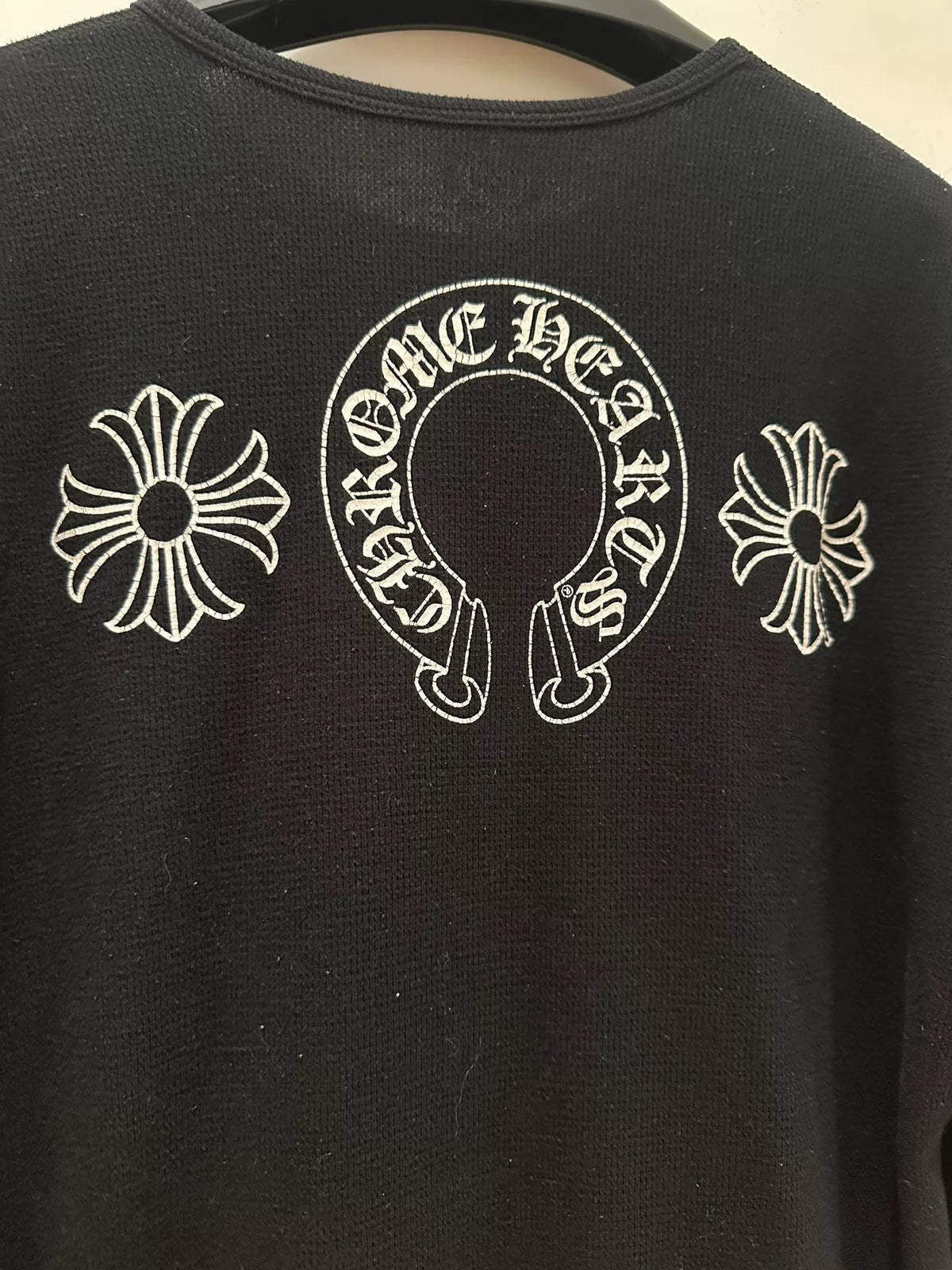 Chrome Hearts Horseshoe Cross Waffle Knit Long-Sleeve Shirt