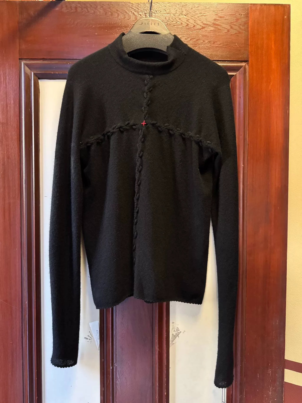M.A+ FW24 Black Hand-Stitched Cross-Cut Cashmere Sweater