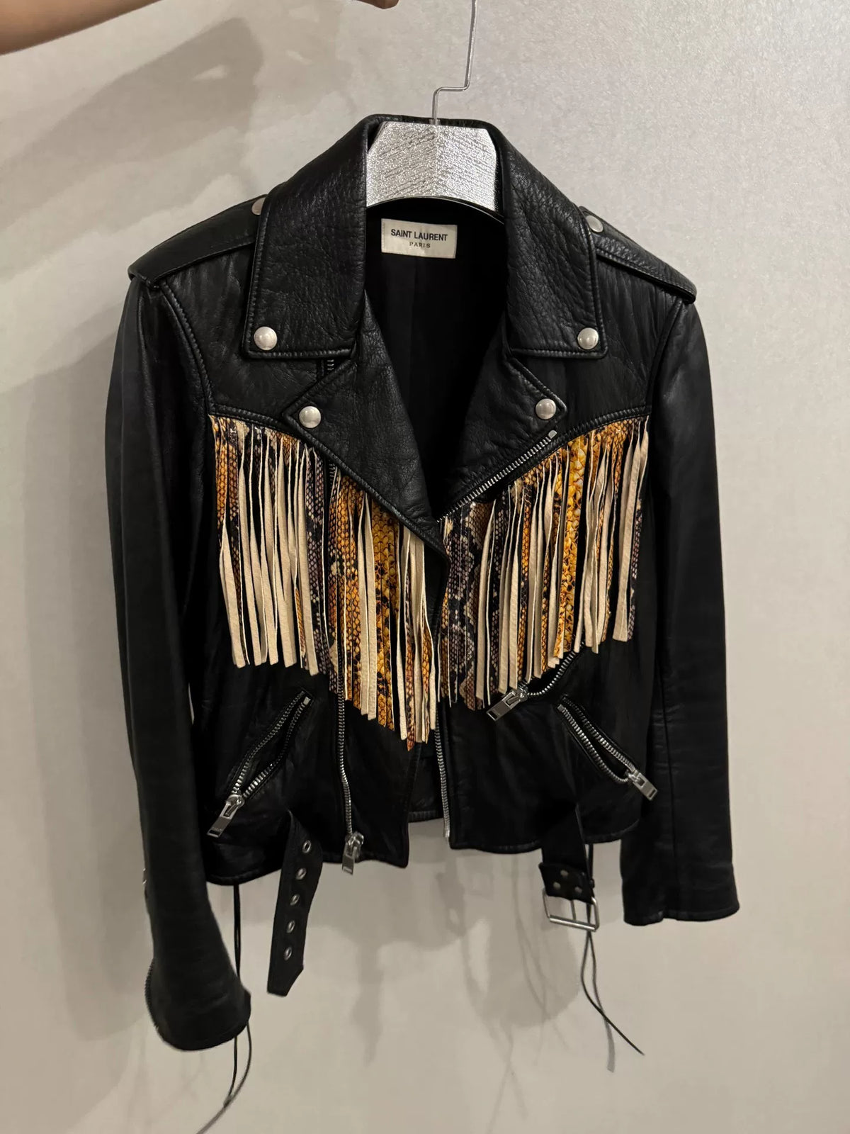 SLP Snake Skin Fringe Leather Jacket