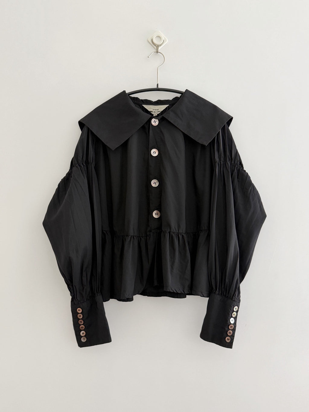 Comme Des Garcons Black Pleated Collar Lapel Shirt - Devines