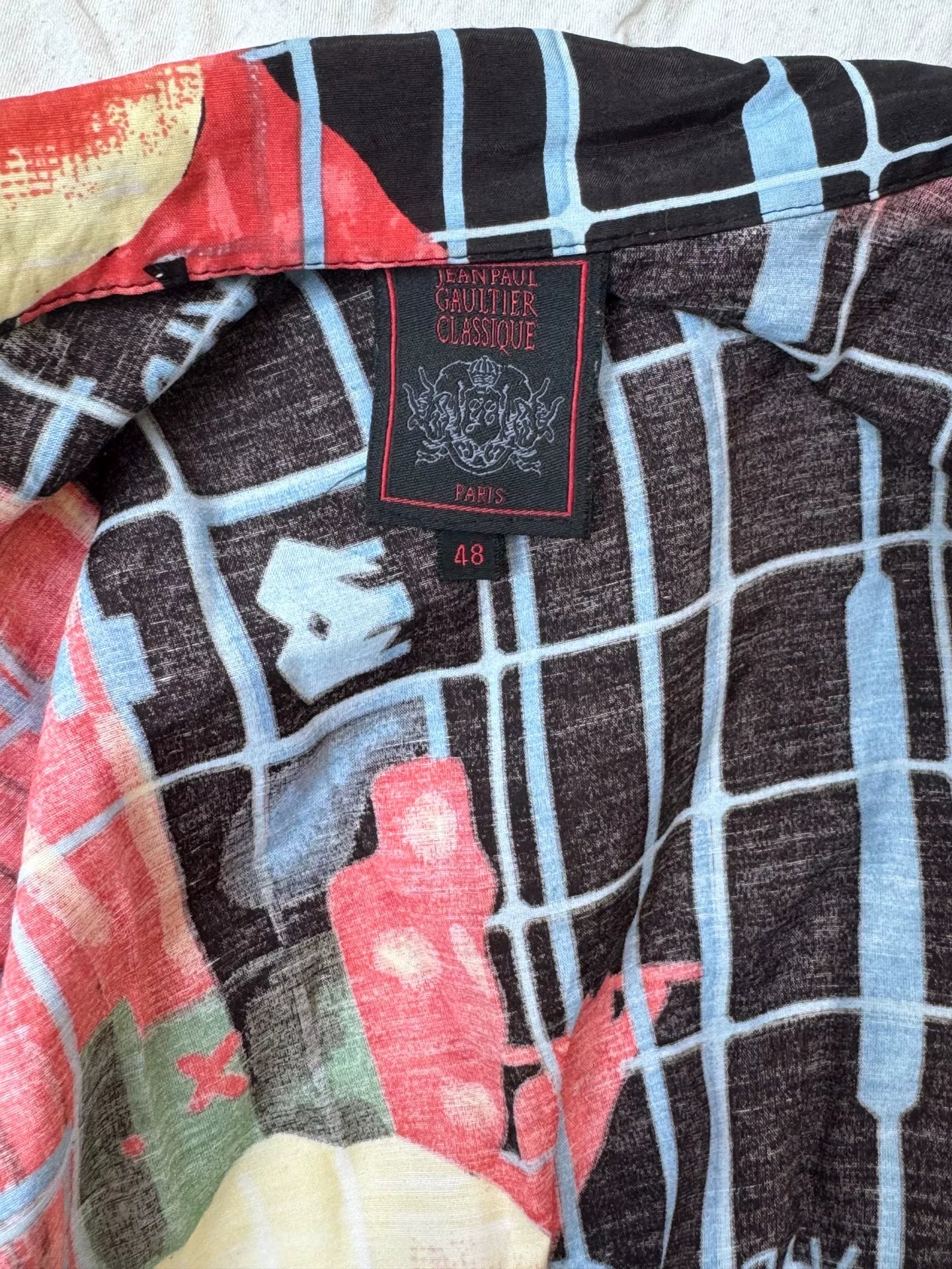 96SS Jean Paul Gaultier Psychedelic Portrait Short Sleeve Shirt